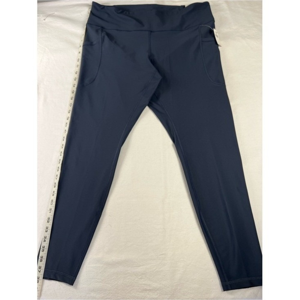 Womens Navy Performance Active Leggings Athletic Tummy Control Cinching